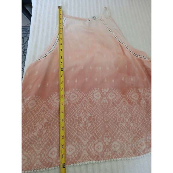 Mudd Womens Rayon Halter Pink Tank Top Size XL Lace Details Bohemian - Picture 8 of 13